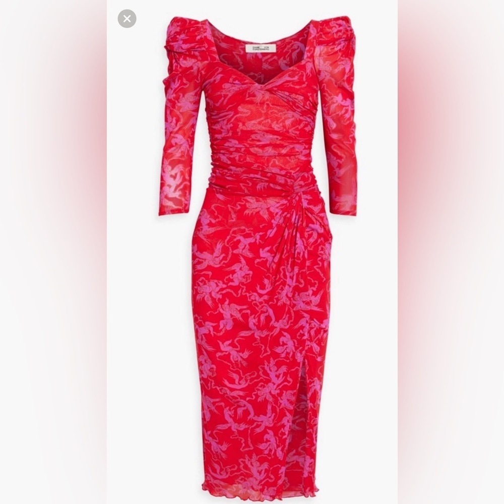 Diane Von Furstenberg Bettina ruched mesh dress